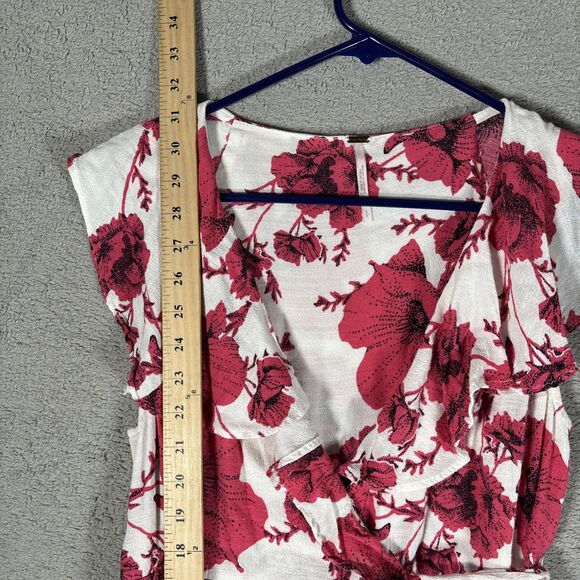 Free People Size S French Quarter Ivory Floral Print Wrap Mini Dress Bohemian - Picture 11 of 14